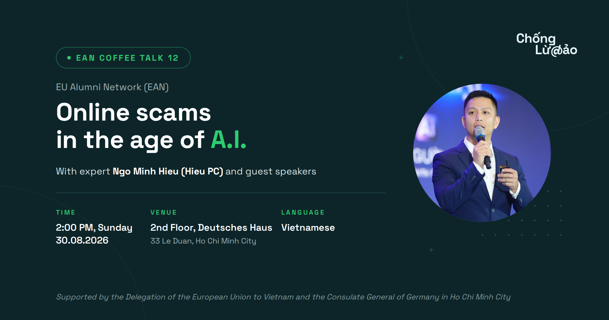 Mr Ngo Minh Hieu to speak at EAN Coffee Talk 12 on online scams in the A.I. era