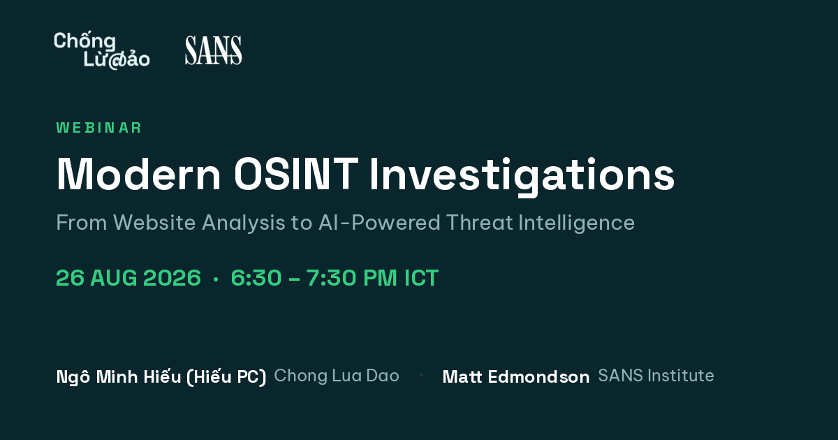 Chong Lua Dao to Join a SANS Institute Webinar on Open-Source Investigation (OSINT)